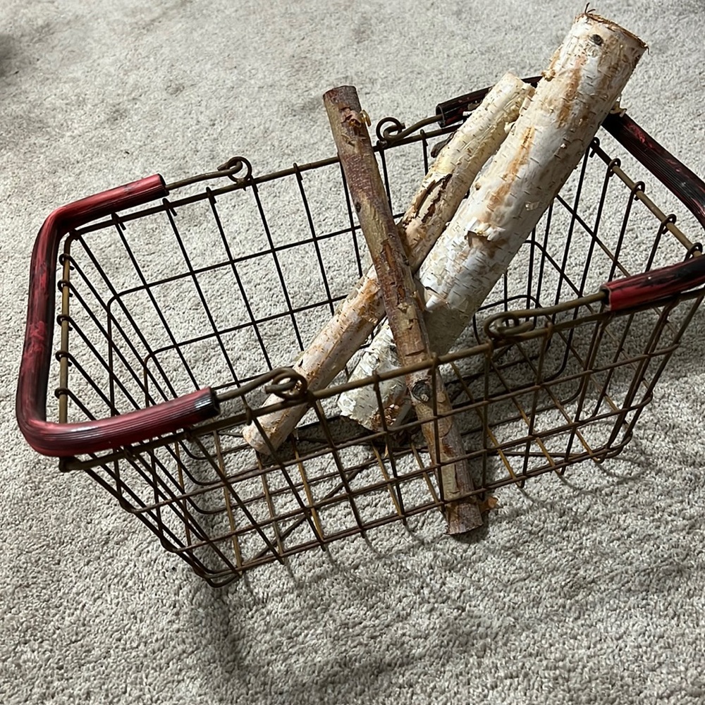 Vintage or Farmhouse basket with logs
